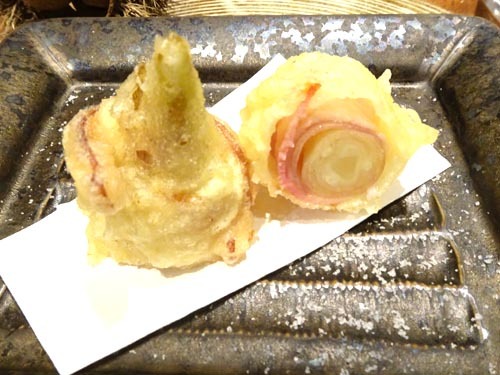 １３茗荷のベーコン巻き天ぷら