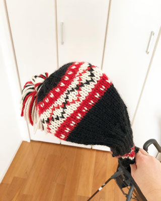 手編みのヘッドカバー