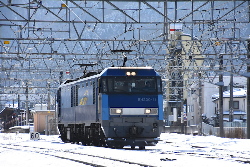 2023年2月11日撮影　東線貨物2083ﾚ　EH200－11号機　塩尻駅先