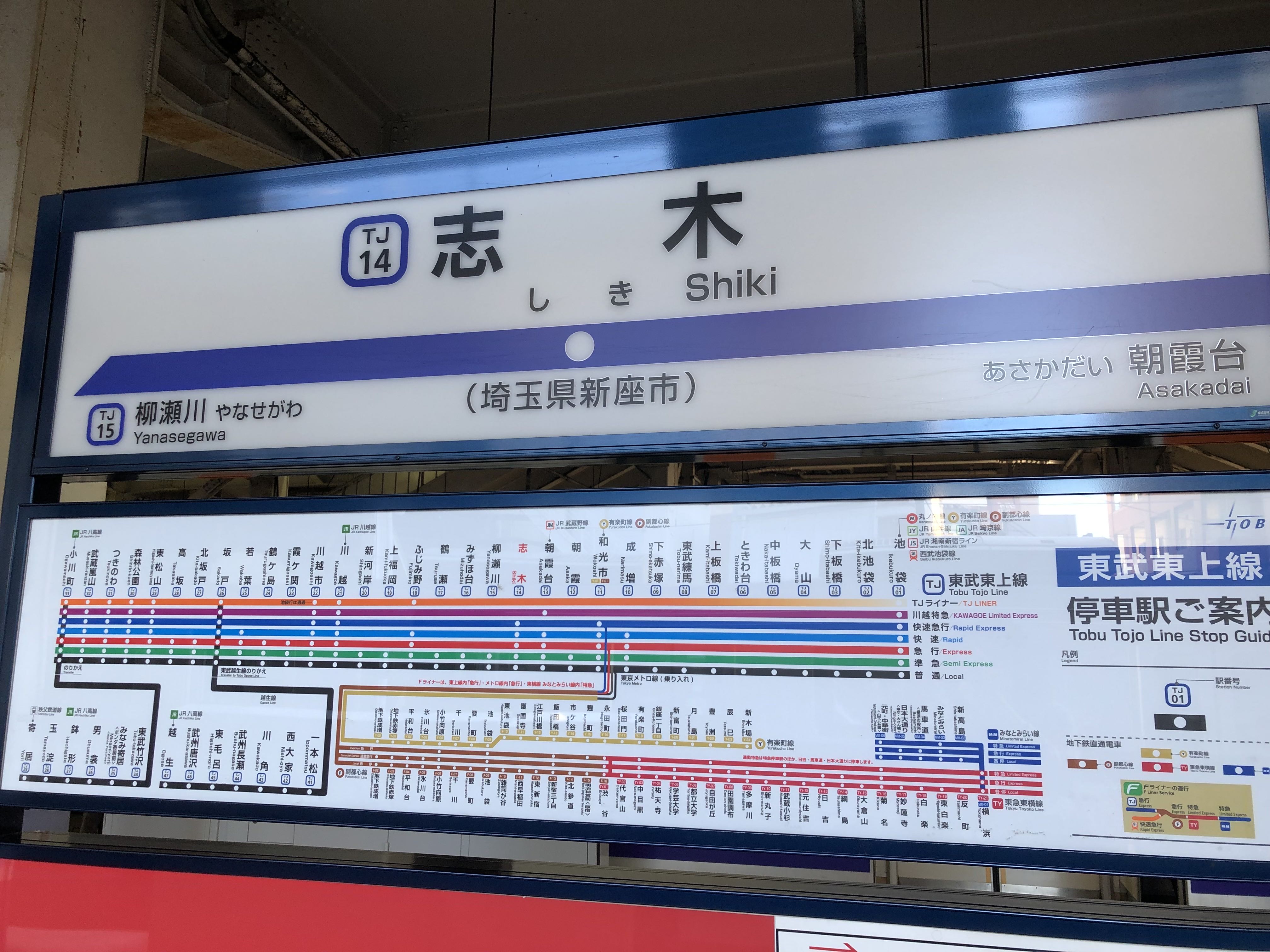 志木駅　駅名表示
